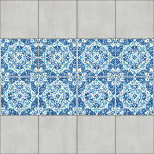 Carreau de faïence bleu et blanc complexe avec mot