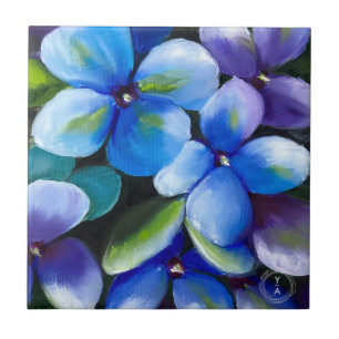 Carreau de fleur bleue