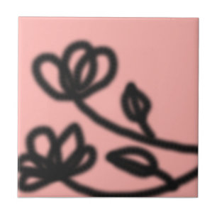 Carreau de fleur d'art pop rose