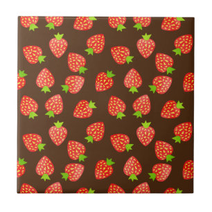 Carreau De fraise de fruit de motif brun ou coutume assez