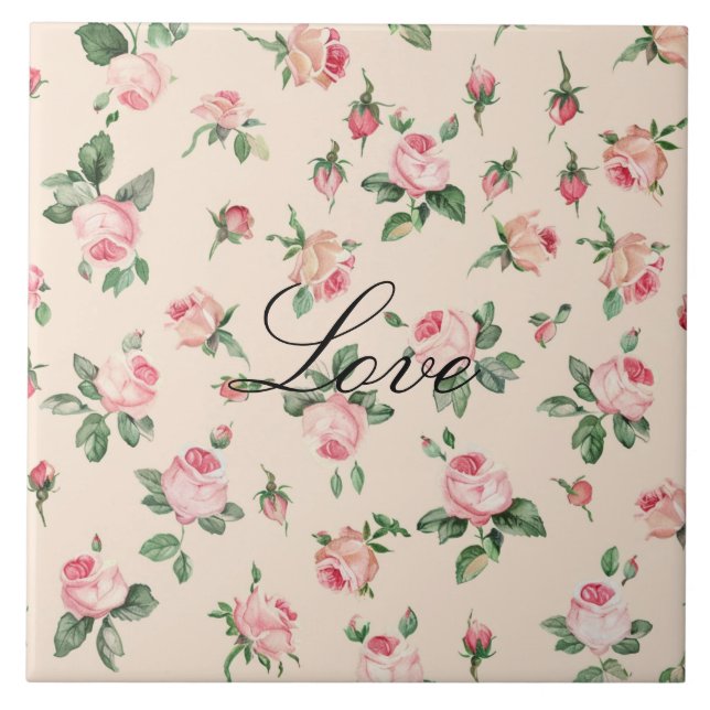 Carreau De jolies roses roses florales (Devant)