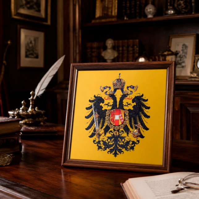 Carreau de l'aigle à deux têtes de Habsbourg (Austrian coat of arms tile with timeless European study décor.)