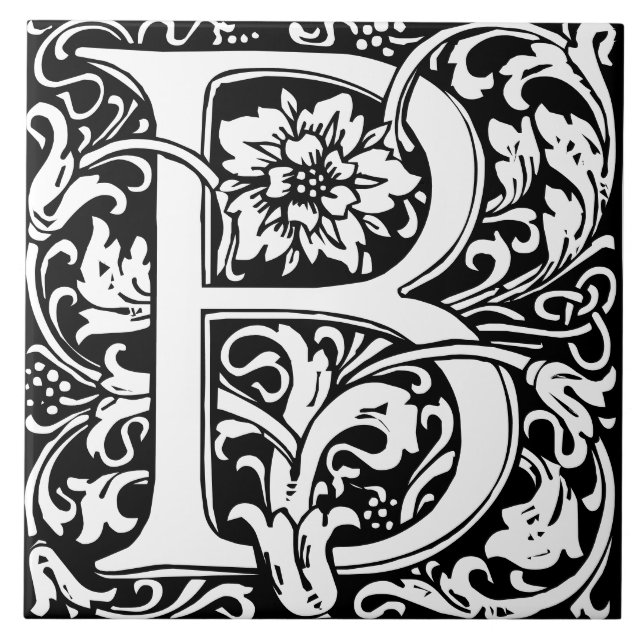 Carreau de lettre B monogramme d'alphabet floral (Devant)