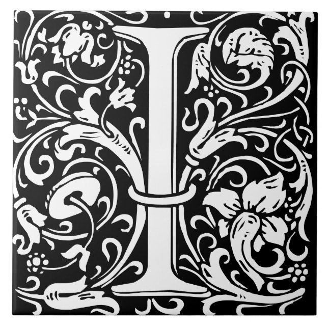 Carreau de lettre I monogramme d'alphabet floral (Devant)