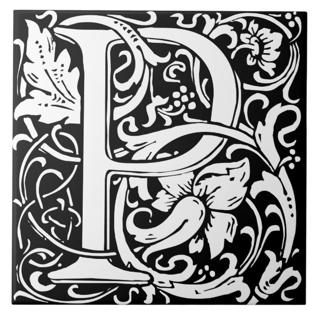 Carreau de lettre P monogramme d'alphabet floral (Devant)