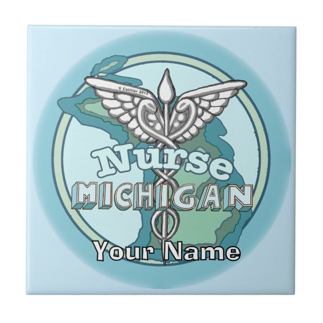 Carreau de l'infirmière du Michigan Caduceus (Devant)