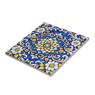 Carreau de médaillon Cobalt Bloom