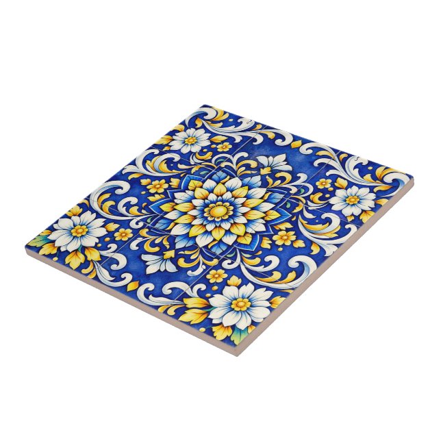 Carreau de médaillon Cobalt Bloom (Côté)