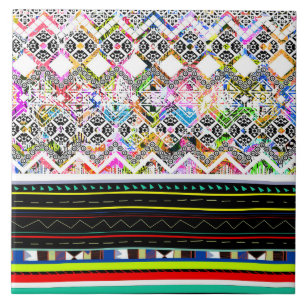Carreau De mignons motifs tribaux aztèques colorés