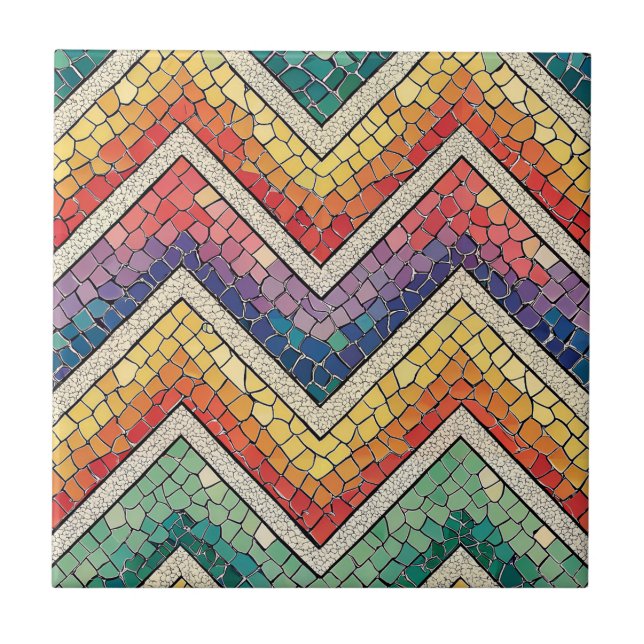 Carreau de mosaïque Chevron Arc-en-ciel – Carreau  (Devant)