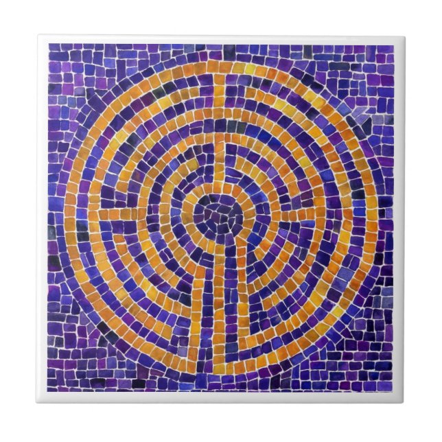 CARREAU DE MOSAÏQUE LABYRINTHE 10,8 x 10,8 cm - Cé (Devant)