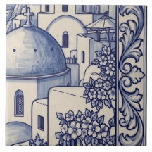 Carreau de mosaïque mural Santorini Azulejo 4 sur
