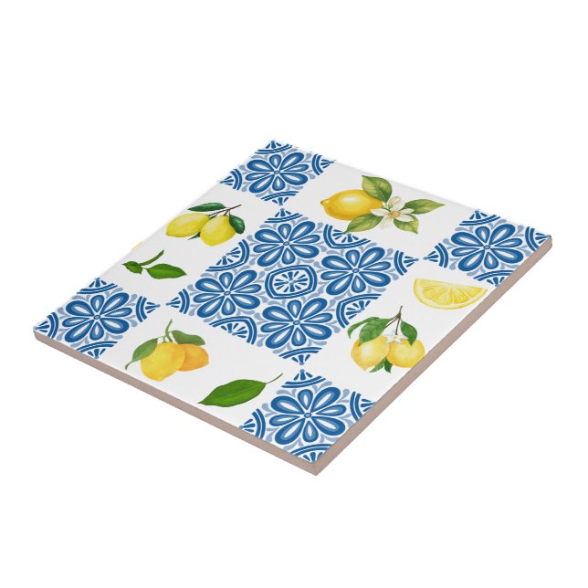 Carreau de motif de style provençal méditerranéen  (Côté)