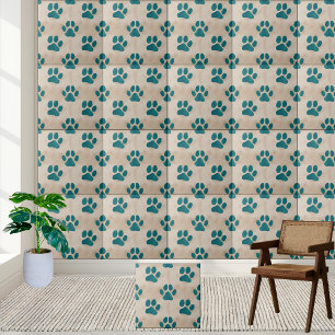 Carreau de Motif Empreinte de patte Turquoise