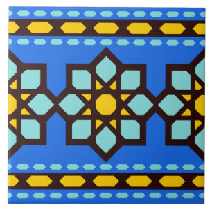 Carreau de motif géométrique islamique bleu