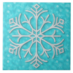 Carreau de Noël flocon de neige gris et bleu aqua