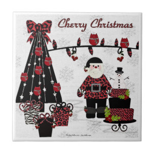 Carreau de Noël Rockabilly Cerise RAB Santa