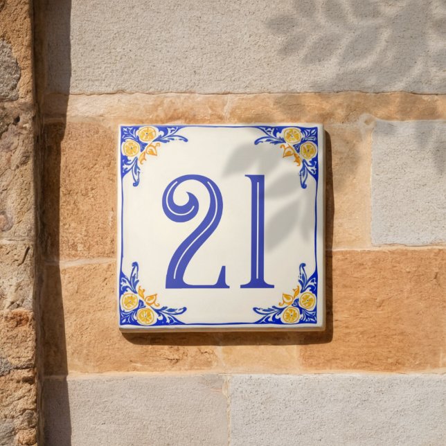 Carreau de numéro de maison en céramique au citron (Créateur téléchargé)
