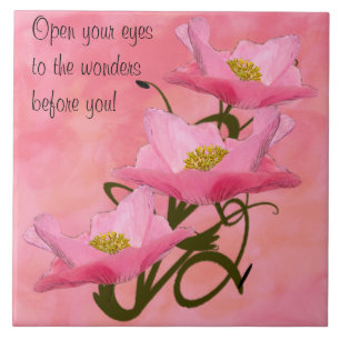 Carreau De pile tuile triple de pavots de rose assez