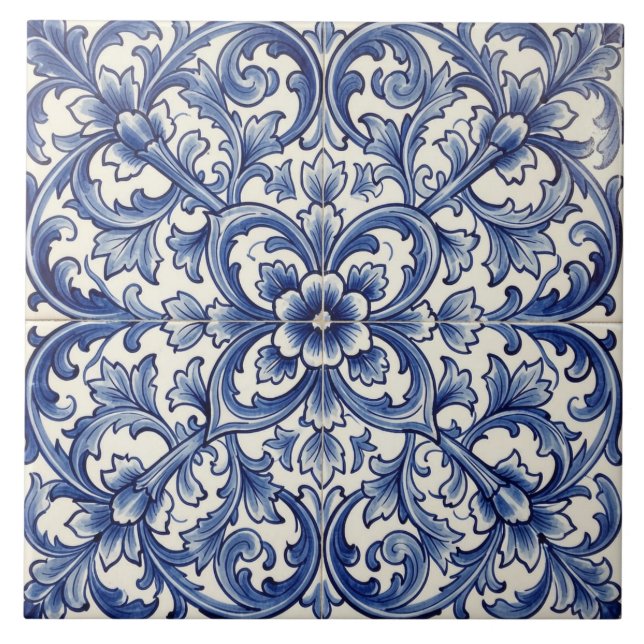 carreau de porto bleu fleurissant (Devant)