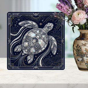 Carreau de style Art Déco Tortue de mer en nacre