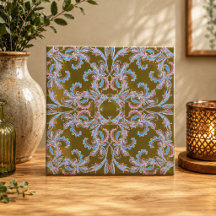 Carreau de style vintage rose et bleu arabesque su