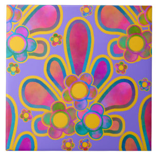 Carreau Décadent Aquarelle Rétro Aquarelle Ploomf Twilight