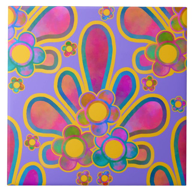 Carreau Décadent Aquarelle Rétro Aquarelle Ploomf Twilight (Devant)