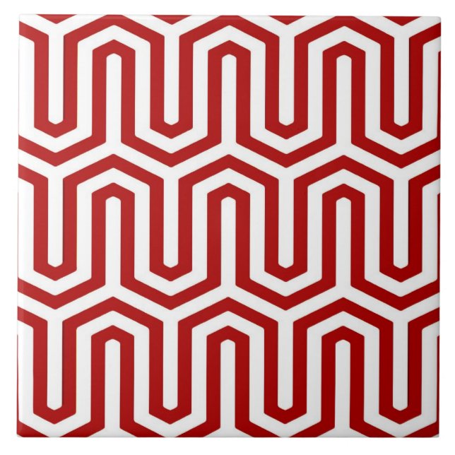 Carreau Déco motif égyptien - rouge et blanc (Devant)