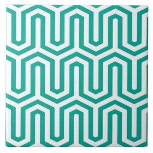 Carreau Déco motif égyptien - turquoise et blanc
