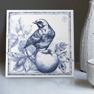 Carreau Décor Aquarelle Art Nouveau Delft Sparow Apple