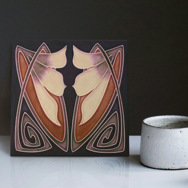 Carreau Décor Art Déco Lily Terracotta Décor Art Nouveau (Créateur téléchargé)