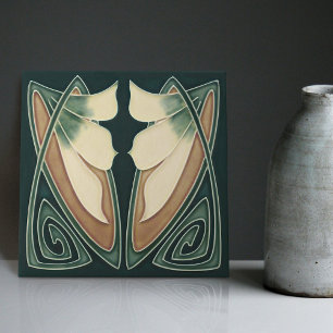 Carreau Décor Art Déco Lys Jaunes Floral Décor Art Nouveau