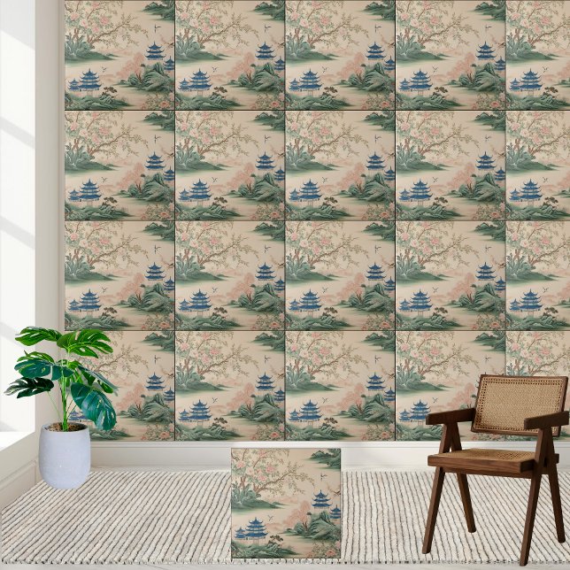 Carreau Décor asiatique luxueux Carrelage Chinoiserie (Luxury Asian Decor Chinoiserie Tile)