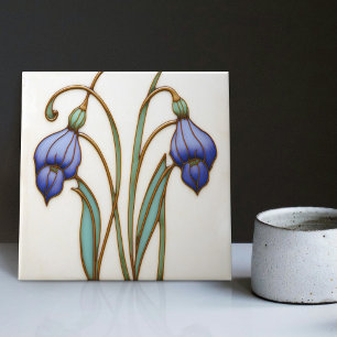 Carreau Décor bleu Crocus Décor Art Nouveau Art Déco Ceram