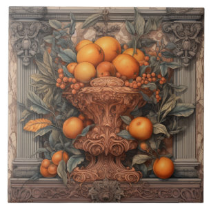 Carreau Décor Cuisine Vase Orné Avec Oranges