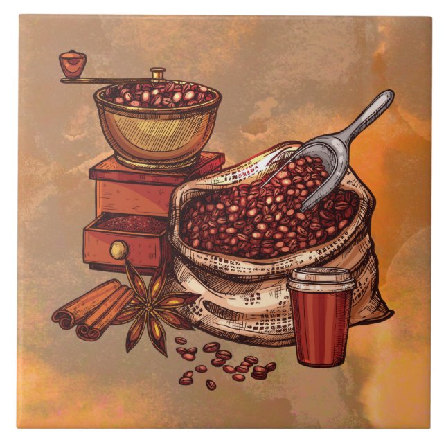 Carreau Décor de café taché cool (Devant)