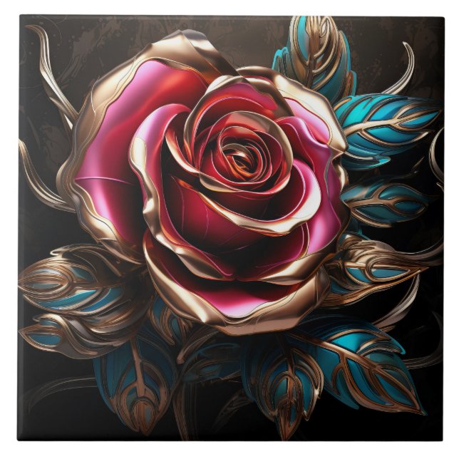 Carreau Décor de luxe Red Blue Gold Rose 3D (Devant)