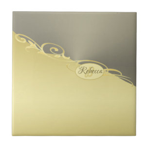 Carreau Décor de luxe sur or & argent, Monogramme