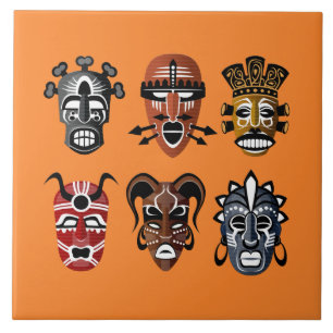 Carreau Décor de masques africains mignons