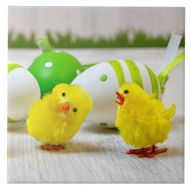 Carreau Décor de Pâques - OEufs de Pâques et poussins (Devant)