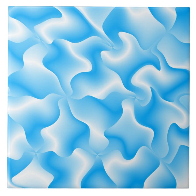 Carreau Décor de tuiles modernes super bleu et blanc (Devant)