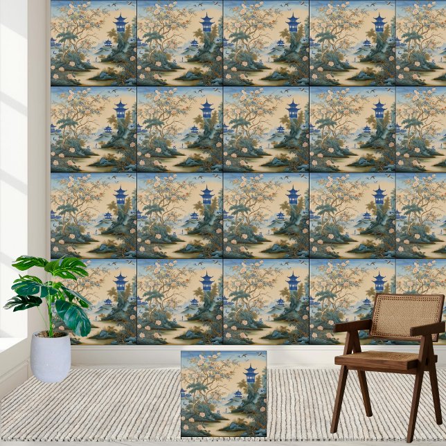 Carreau Décor en carrelage chinoiserie inspiré de l'Est ar (Artistic Eastern Inspired Chinoiserie Tile Decor)