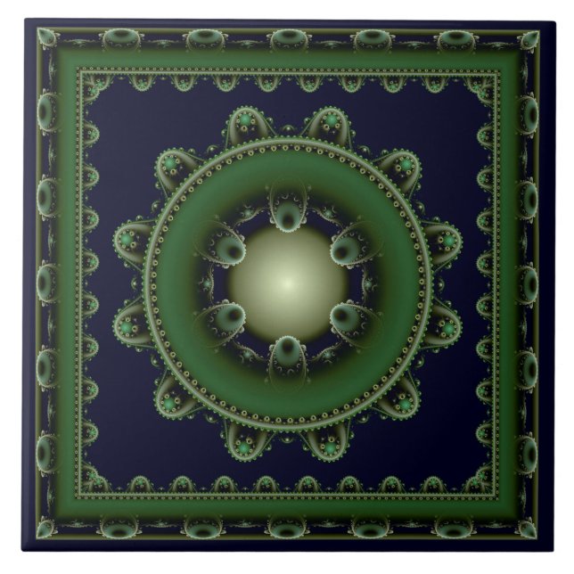 Carreau Décor encadré de vert fractal (Devant)