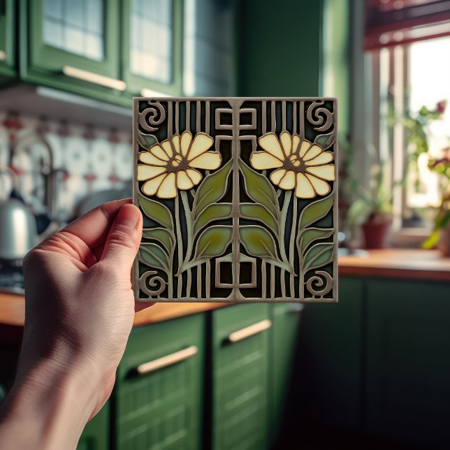 Carreau Décor Floral Art Déco Primrose Art Nouveau (Créateur téléchargé)
