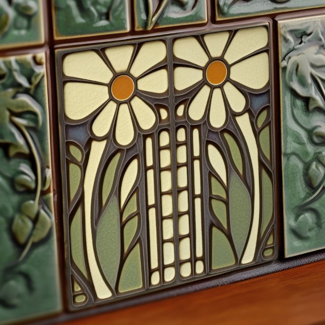 Carreau Décor Floral Art Déco Primrose Art Nouveau (Créateur téléchargé)