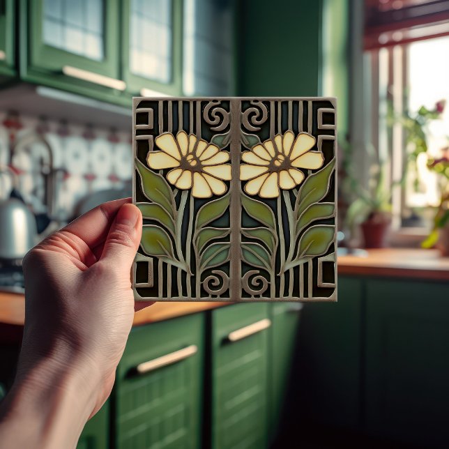 Carreau Décor Floral Art Déco Primrose Art Nouveau (Créateur téléchargé)