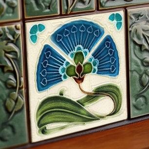 Carreau Décor floral Art Nouveau Déco Vintage