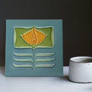 Carreau Décor floral Art Nouveau Vintage Abstrait