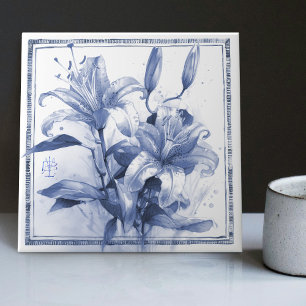 Carreau Décor Lily Delft Art Nouveau Aquarelle